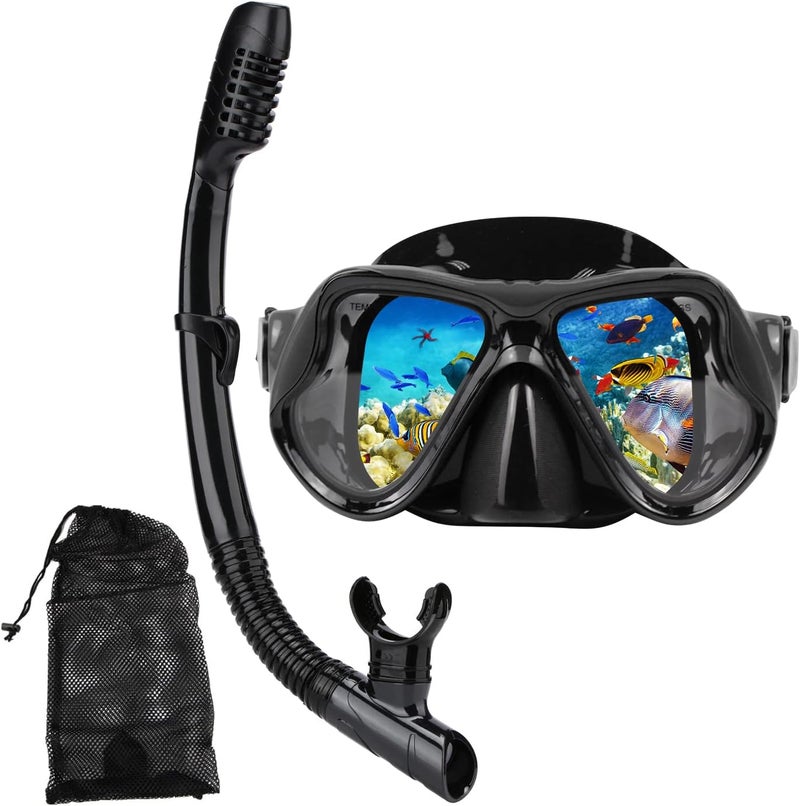 DIPUKI Snorkeling Gear for Adults, Dry-Top Snorkel Mask Set, Anti-Fog Scuba Diving Snorkle mask Set Adult, Panoramic Wide View Dive mask, Adjustable Swimming Diving Snorkeling Packages - Image 1